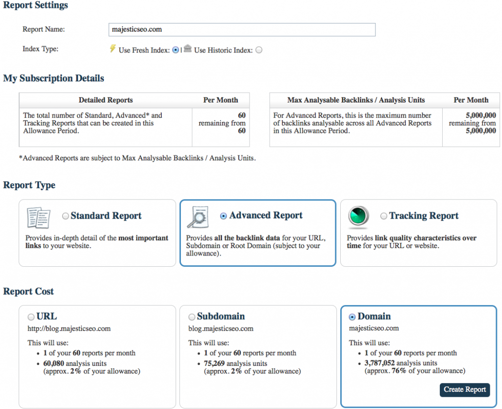 Track reports. Report настройки. Keynote Advanced тест. MAJESTICSEO. Advance Report.