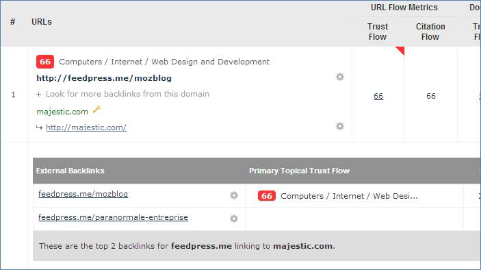 Drill down from the Backlinks tab.