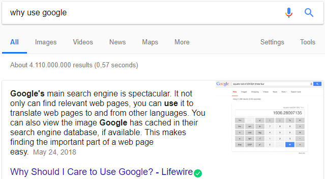 Google snippet