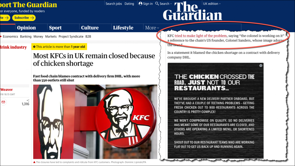 KFC The Guardian Article