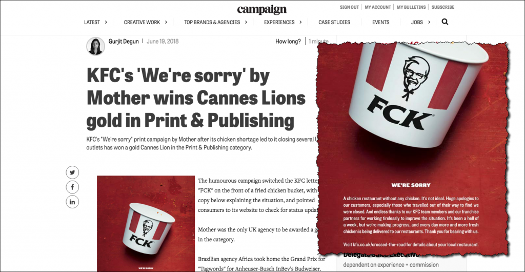 KFC Cannes Lions Award