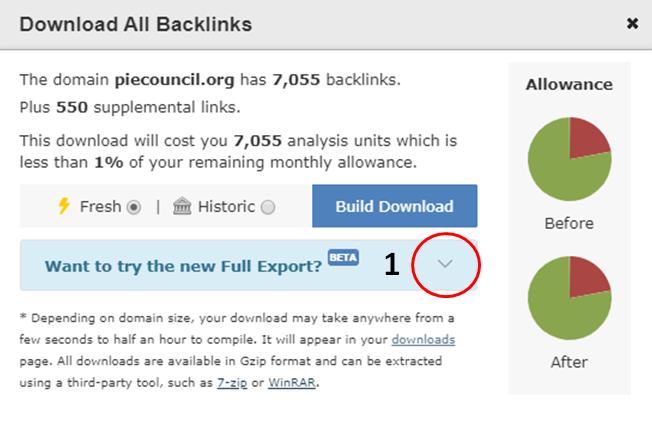 Download all backlinks: ew full export with new data from Majestic