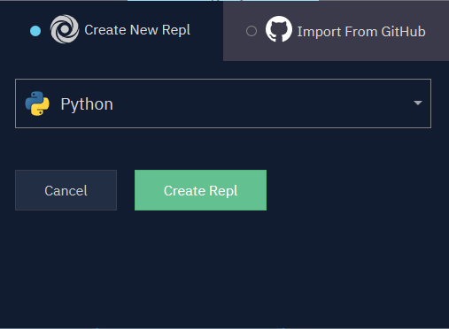 Creating a Python session with Repl.it 