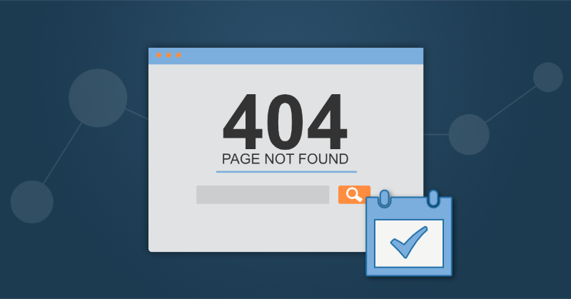 A digital browser saying "404 - Page Not Found"