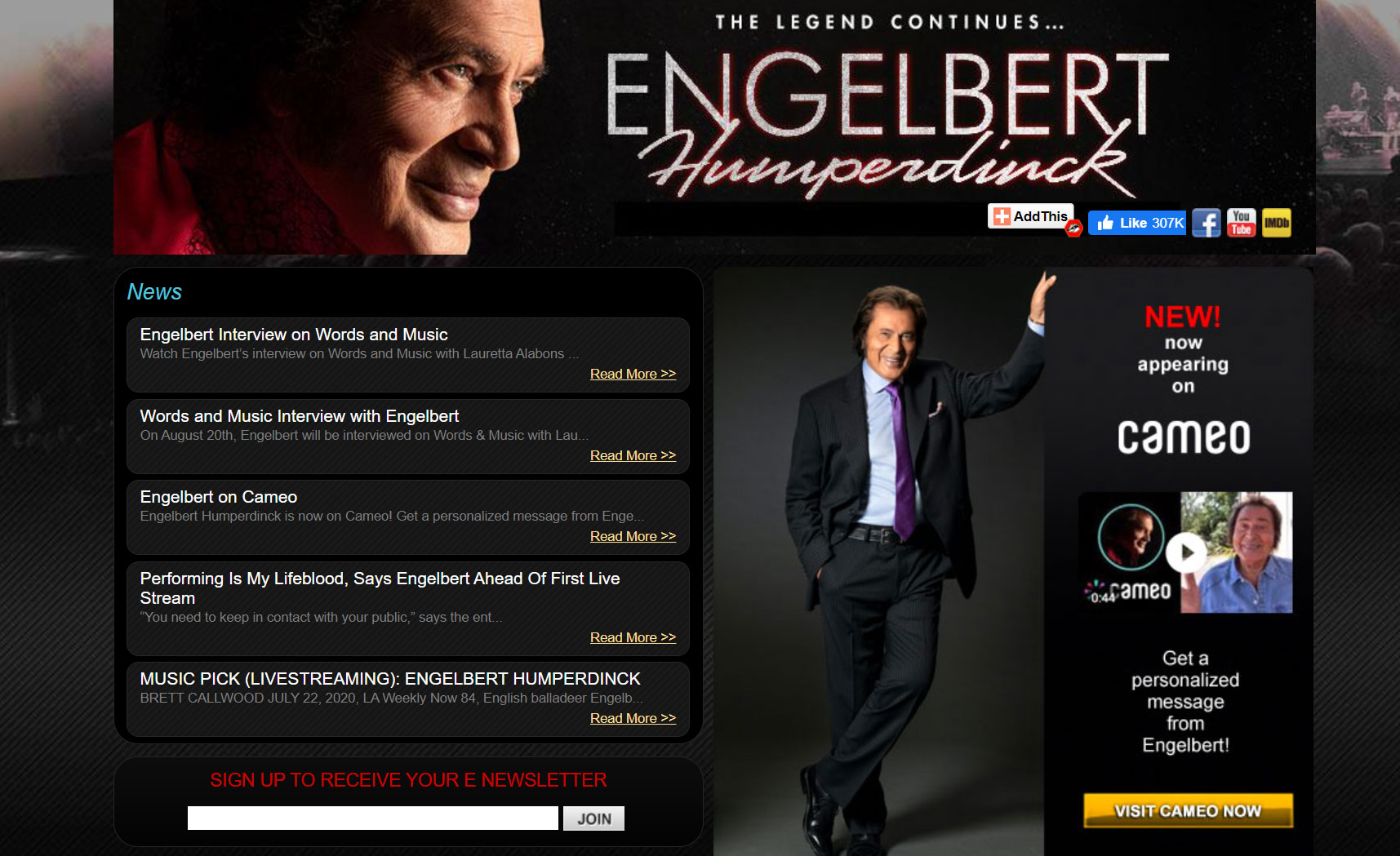 Screenshot for the home page of Engelbert Humperdink