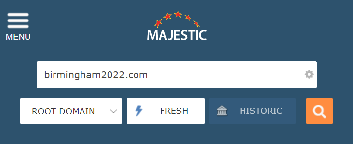 A screenshot of the new single Majestic mobile menu