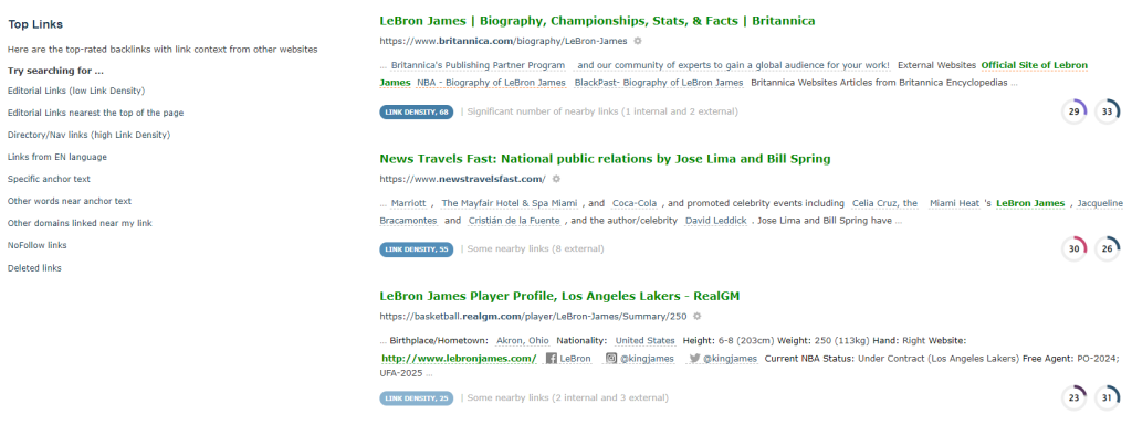 Top Links for @KingJames - first link is from britannica.com
