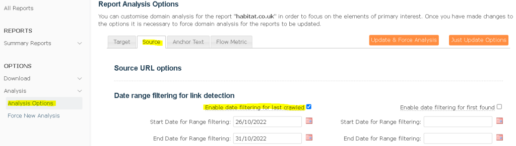 Report Analysis Options for an Advanced Report