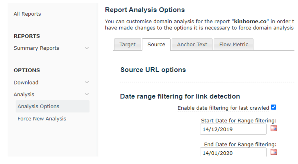 Showing report filters