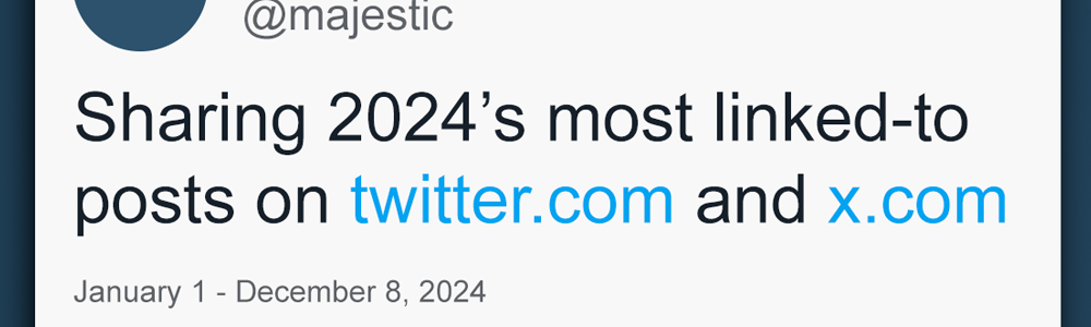 A wireframe mockup of a Tweet, that says, "Sharing 2024’s most linked-to posts on twitter.com and x.com "