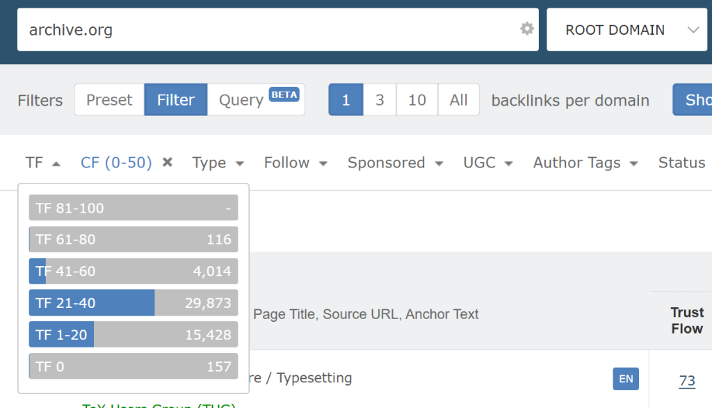A screenshot showing that it's sometimes possible to jump back to Simple Fitlers from Query Filters