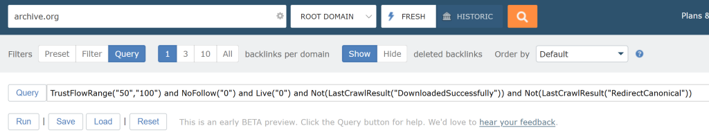 A screenshot of a very long text query