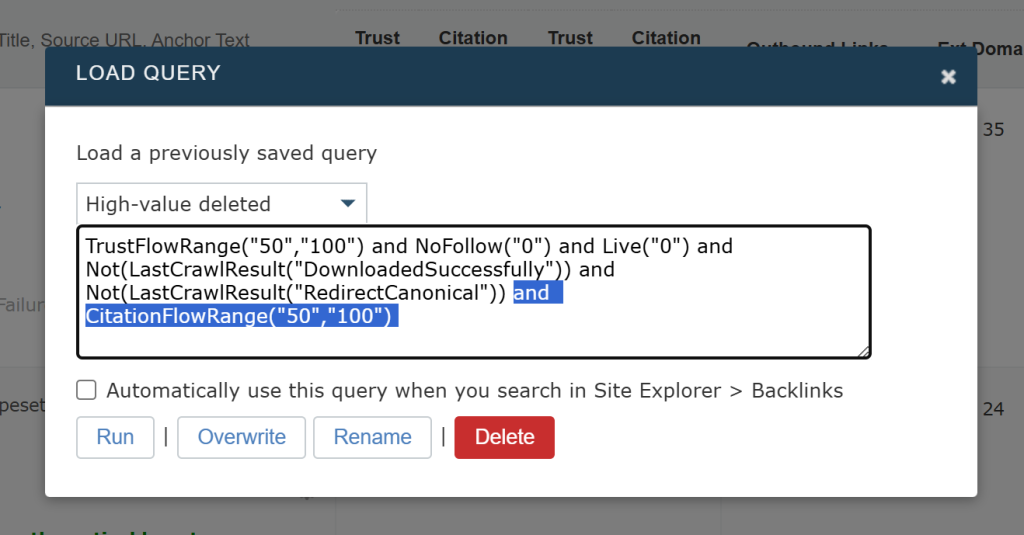 A screenshot showing how you can amed saved queries