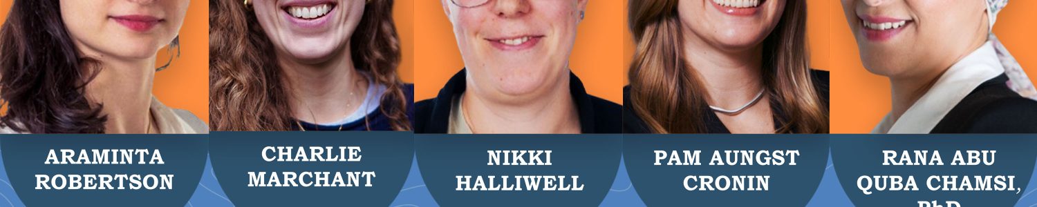 A promo image for a live episode of The Majestic SEO Podcast on the topic of optimizing for Google AI Mode with guests Araminta Robertson, Charlie Marchant, Nikki Halliwell, Pam Aungst Cronin and Rana Abu Quba Chamsi, PhD.