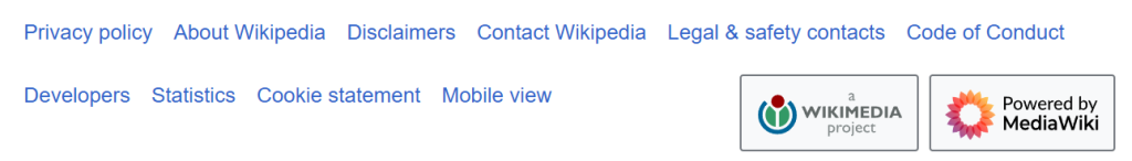 This is the standard Wikipedia footer, with a list of links both internal and external. 